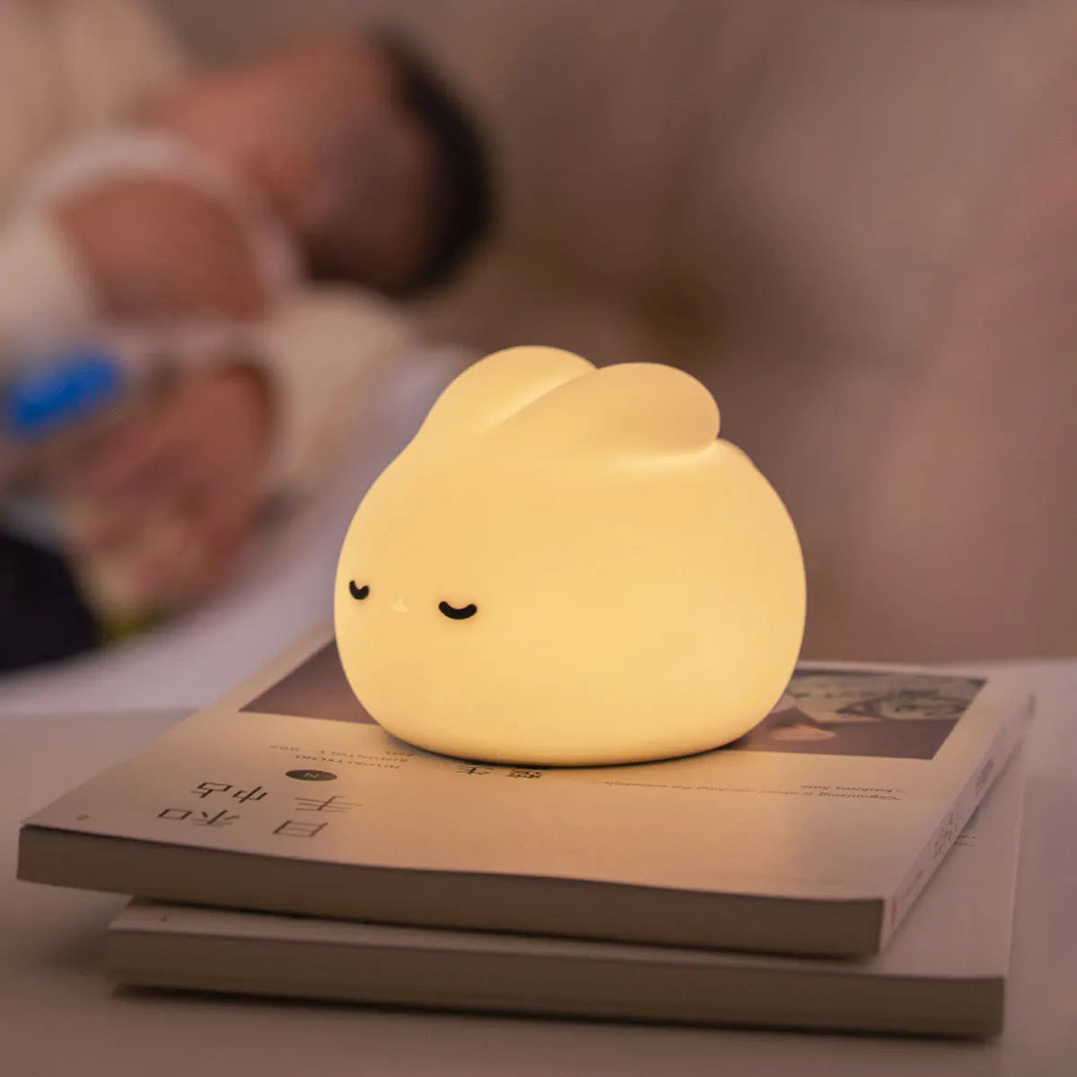 Rabbit Night Light for Kids Room Cute Bunny Lamp Gifts for Nursery Girls Boys Toddler Kawaii Room Decor USB Silicone Night Light