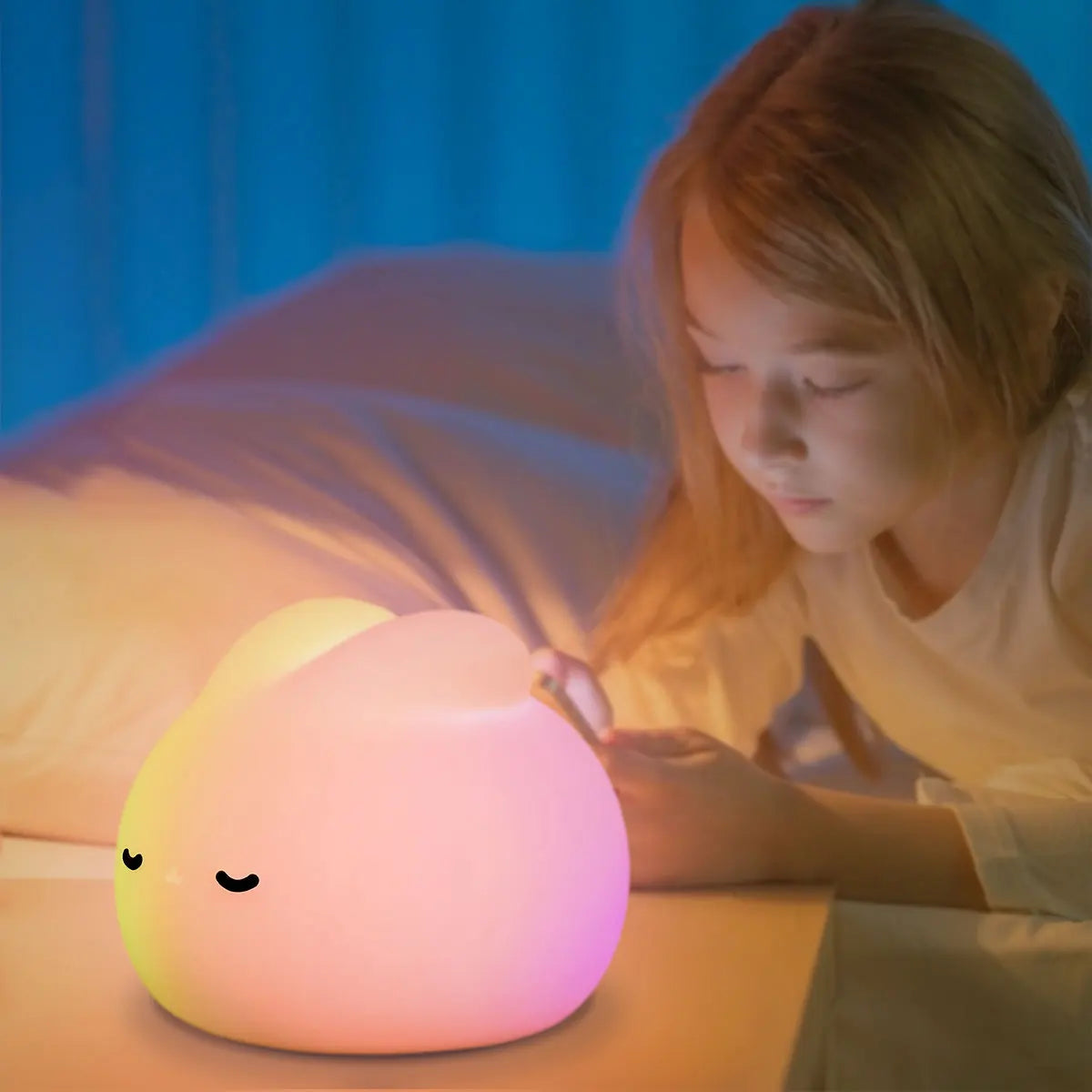 Rabbit Night Light for Kids Room Cute Bunny Lamp Gifts for Nursery Girls Boys Toddler Kawaii Room Decor USB Silicone Night Light